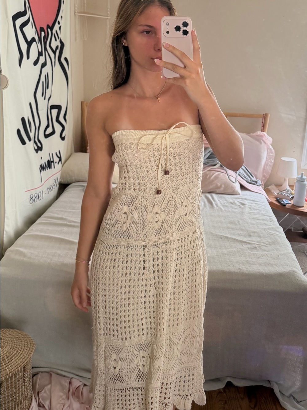 Strapless Crochet Midi Dress in Cream — Timeless Boho Style